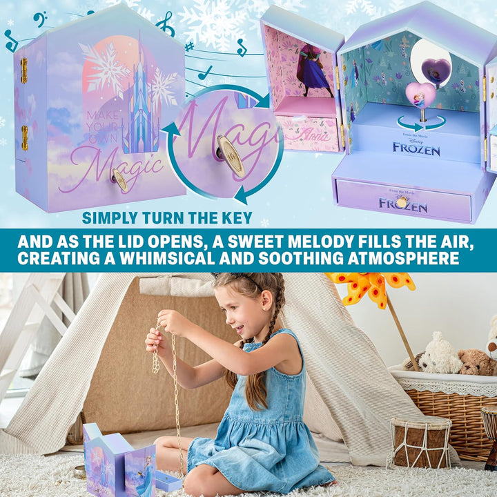 Get Trend Disney Frozen Schmuckkästchen Mädchen Anna und Elsa Musikbox für Schmuck Geschenke für Kin