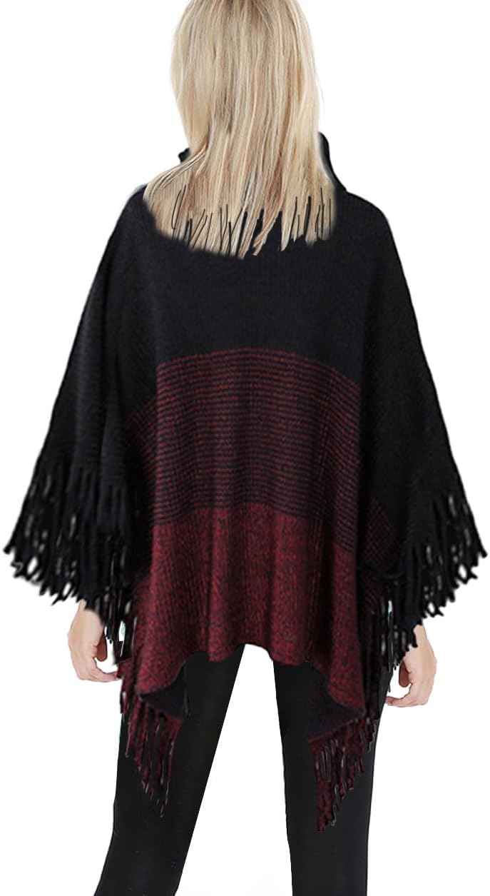 JFAN Poncho Damen Winter Strick Ponchos & Capes für Damen Elegant Warm mit Ärmel Lange Trendy Oversi