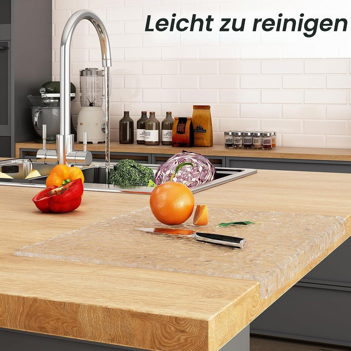 JJL Acryl Schneidebrett mit Thekenlippe 61 x 46 cm - BPA-frei, rutschfest, Wellenmuster - Multifunkt