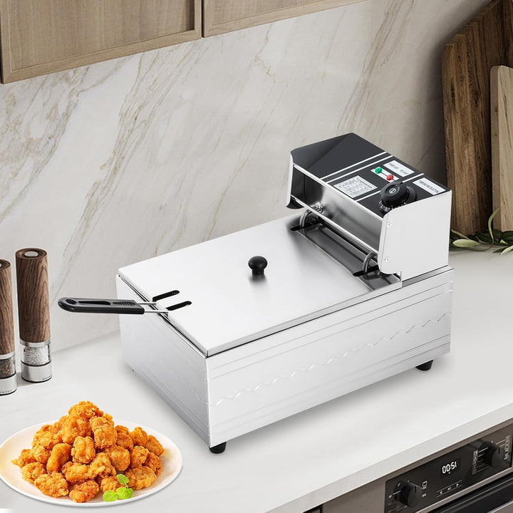Fritteuse 6 L 2,5 kW 60-200°C für Restaurant Küche Edelstahl Silber EF-81