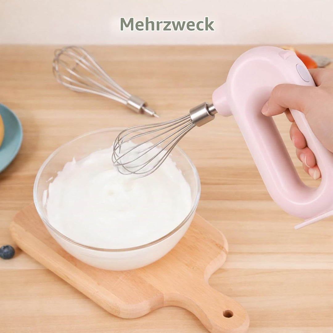 Elektrischer Handmixer, 1500mAh Wiederaufladbar Elektrischer Schneebesen, 4 Gang Einstellbarer Kabel