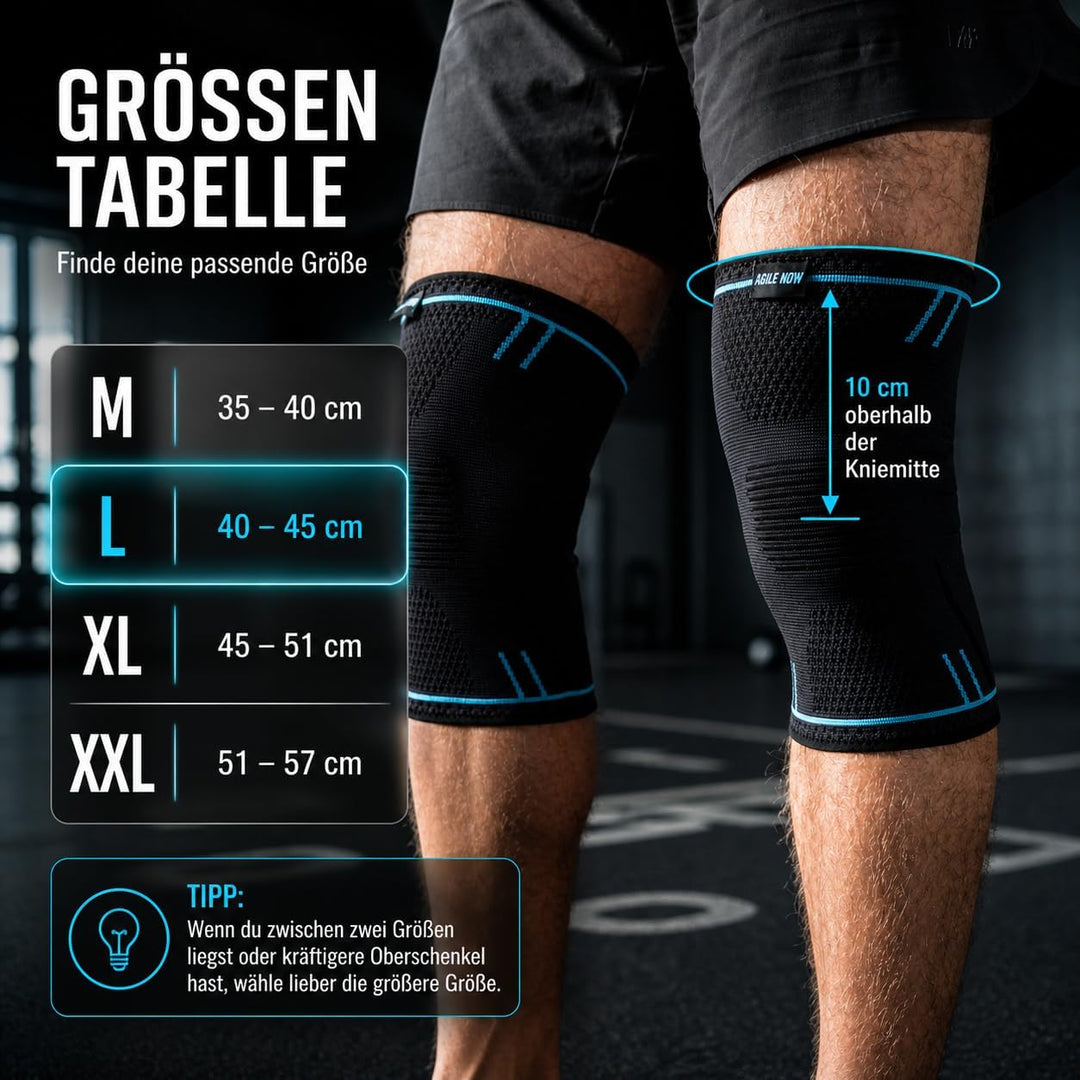 AGILE NOW® Kniebandage 2er Set Premium stabilisiert & schützt die Gelenke bei jeder Bewegung, Knie B