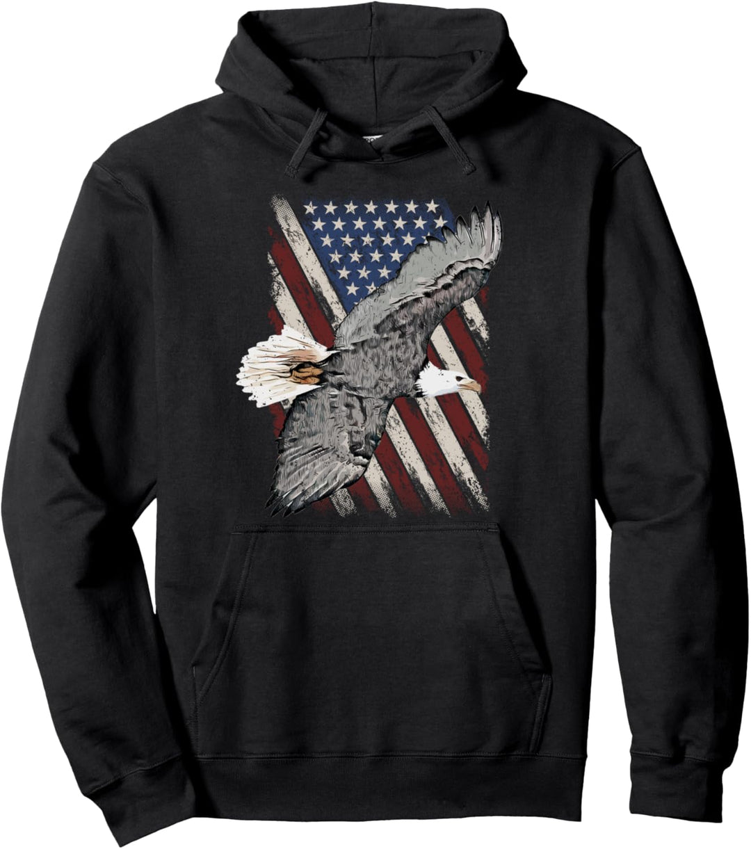Raubvogel I Amerikanische Flagge I Weisskopfseeadler Pullover Hoodie