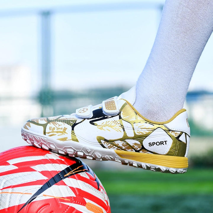 Agnueuty Fussballschuhe mit Stollen für Jungen Mädchen Athletics Football Schuhe Laceless Leichtathl