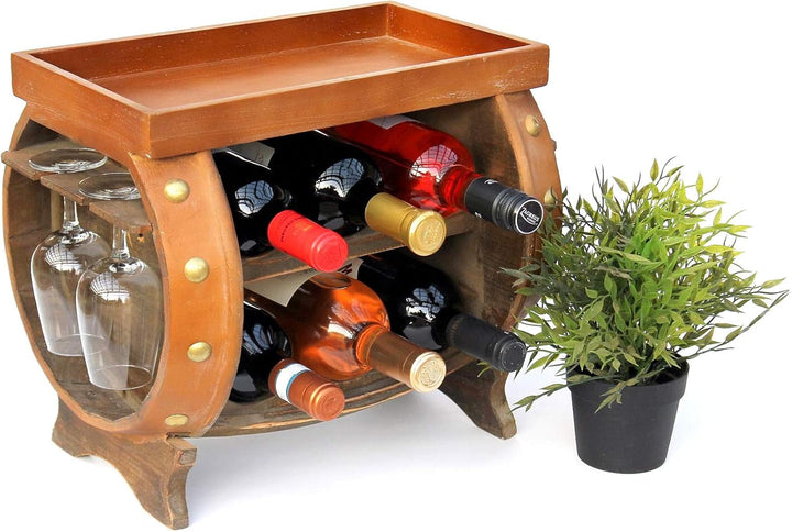 DanDiBo Weinregal Holz Weinfass Braun 33 cm 9064 Bar Flaschenregal Flaschenständer Klein Fass Holzfa