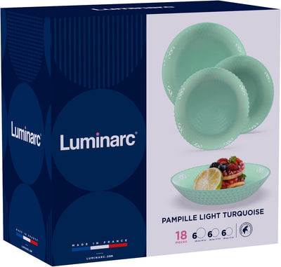 Luminarc Pampille Türkis Opal Geschirr 18 Teile - 6 Personen Türkis