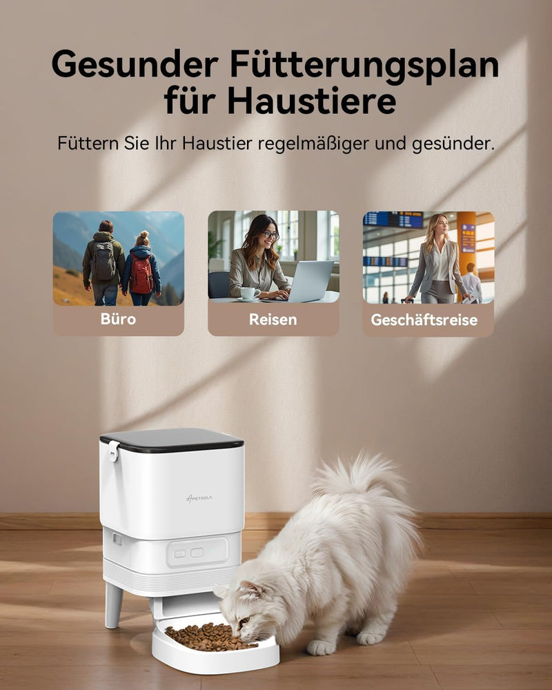 APETDOLA Futterautomat Katze, 2.4G WiFi Katzenfutter mit APP Steuerung, 5L Automatischer Futterspend