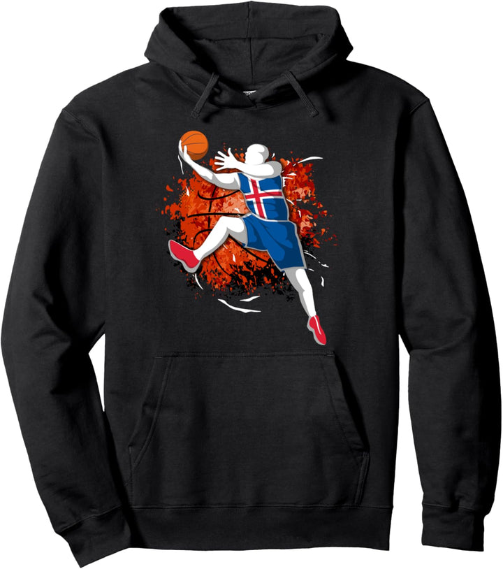 Island Basketball Mannschaft - Isländische Nationalflagge Pullover Hoodie