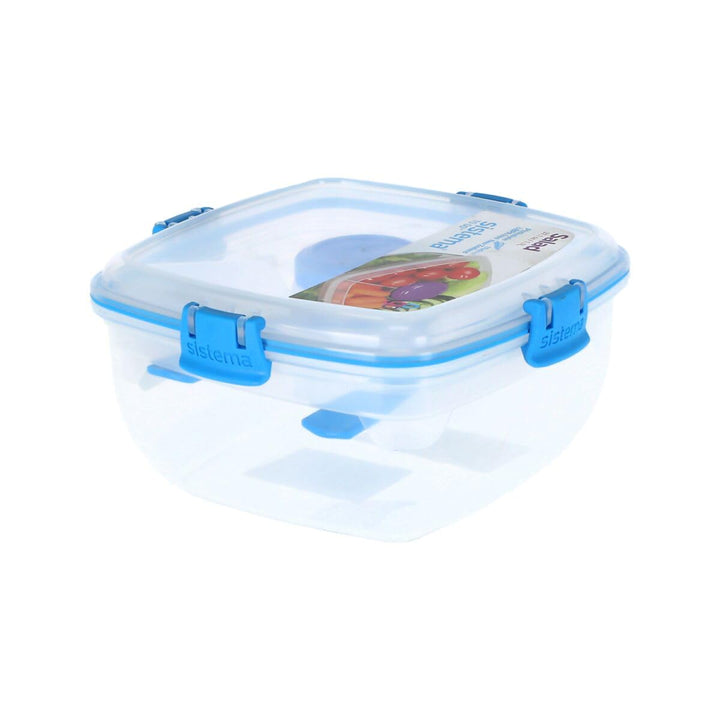 Sistema Salad TO GO Aufbewahrungsdose mit Einsatz | 1,1 L Lunchbox mit Besteck (Gabel und Messer) un