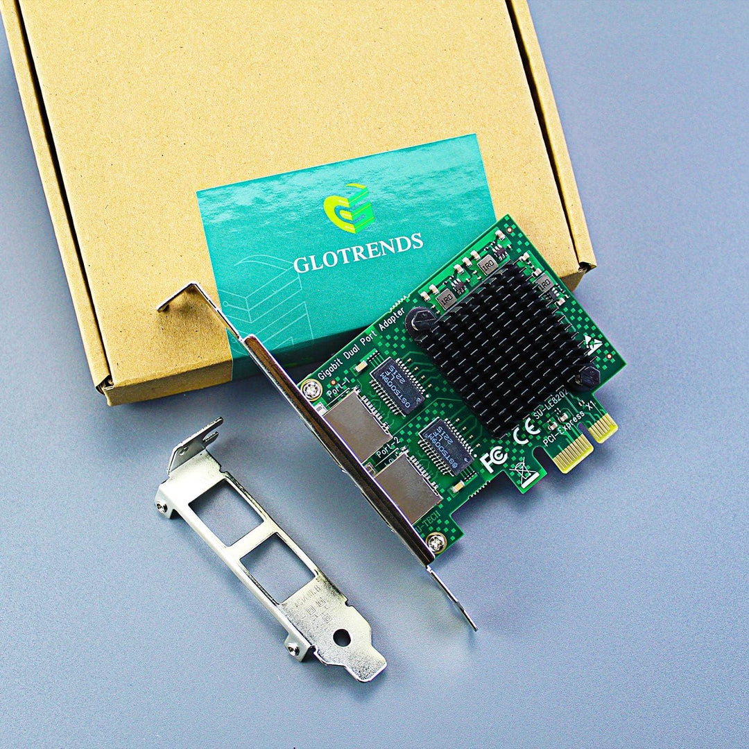 GLOTRENDS LE8202 2-Port Gigabit PCIe Ethernet Netzwerkkarte, 2 x RTL8111H Chip, 2 x RJ45 LAN Port, P
