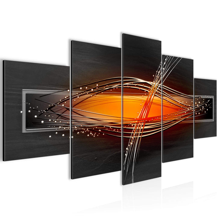 Runa Art Bild Wohnzimmer Schlafzimmer Abstrakt 5 Teilig Grau Orange Schwarz Wandbilder auf Vlies Lei