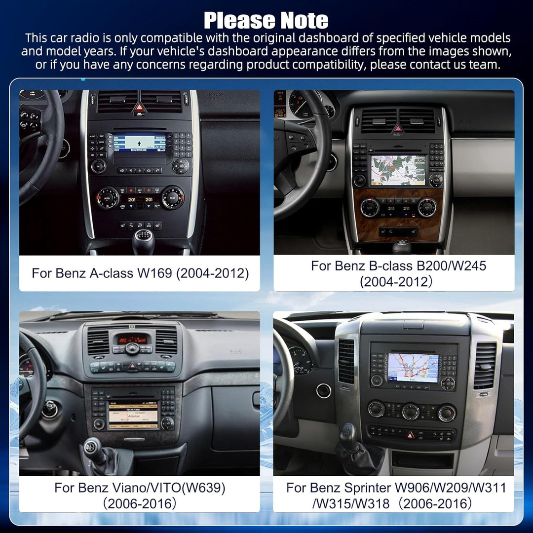 CAMECHO 4G+128G Android 15 Autoradio für Mercedes Benz W169 B200/W245 W639 Viano Sprinter mit Apple