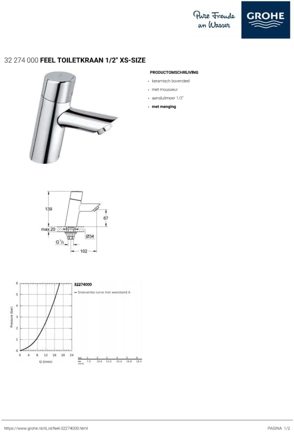 GROHE Feel | Badarmaturen - Standventil, XS-Size | chrom |32274000