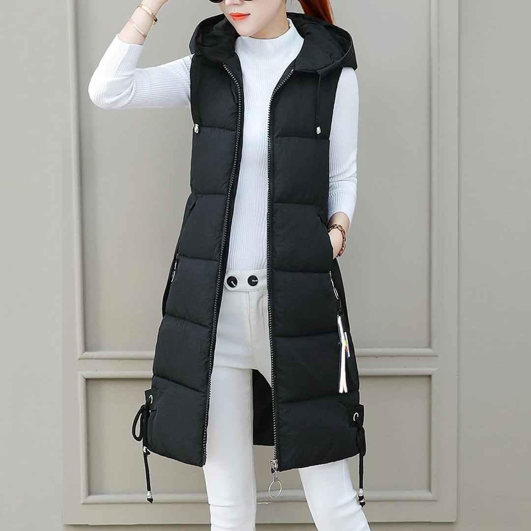 Chanpning Weste Damen Lang Winter Plus Size Long-Steppweste Lässige Pufferjacke Oversize Steppweste