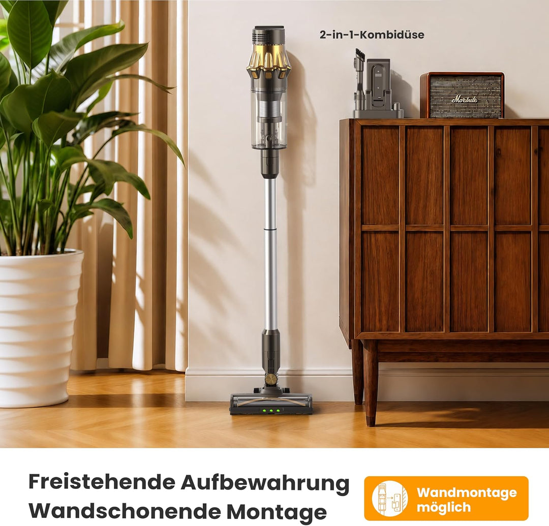 HP20 Akku Staubsauger, TÜV Getestet 180AW, H13 HEPA, Grünes LED Braun &amp; Gold, Braun &amp; Gold