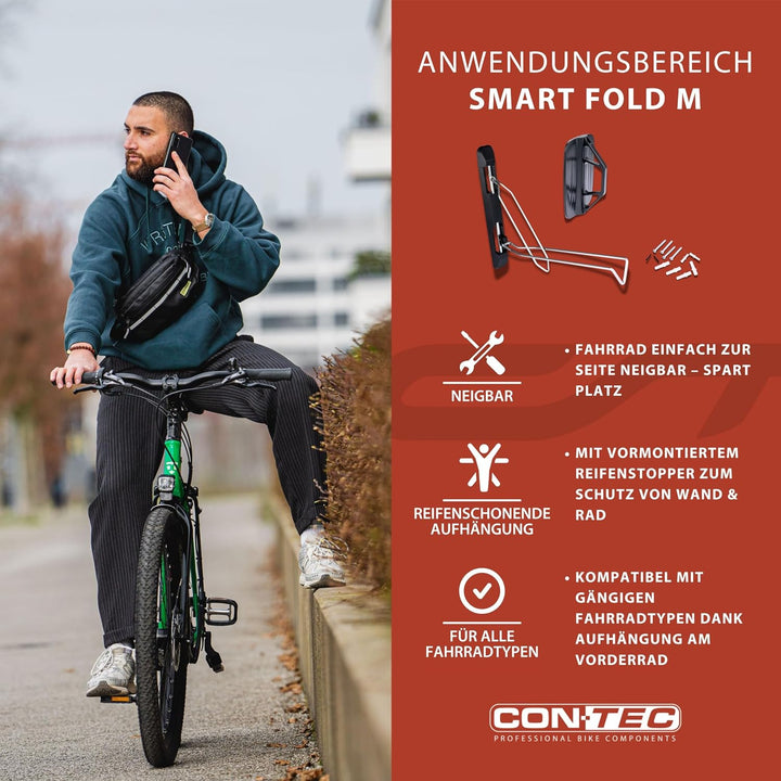 CONTEC Wandpräsenter smART fold, 35kg, aus Stahl, platzsparend, Schwenkbar, Befestigungsmaterial, 1