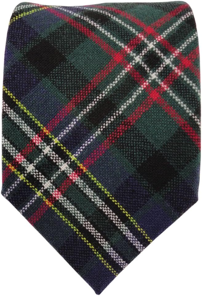 TigerTie Designer Wollkrawatte grün blau rot creme gelb kariert - Krawatte Wolle wool