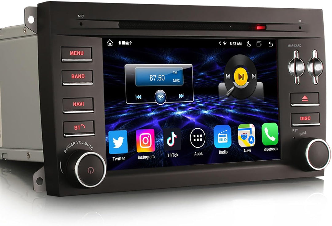 Erisin 7 Zoll Android 11.0 Autoradio mit GPS Navi für Porsche Cayenne Unterstützt Wireless CarPlay C