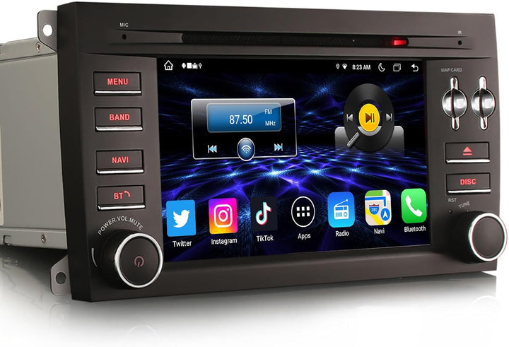 Erisin 7 Zoll Android 11.0 Autoradio mit GPS Navi für Porsche Cayenne Unterstützt Wireless CarPlay C