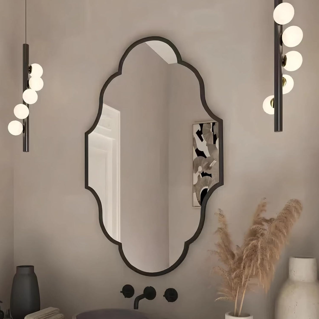 Clevich Spiegel Asymmetrisch 66x116cm Rahmen Alu, HD Glas Wandspiegel, Moderner Dekor-Spiegel, Schla