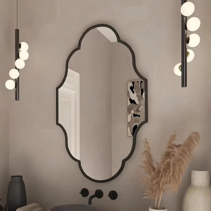 Clevich Spiegel Asymmetrisch 66x116cm Rahmen Alu, HD Glas Wandspiegel, Moderner Dekor-Spiegel, Schla