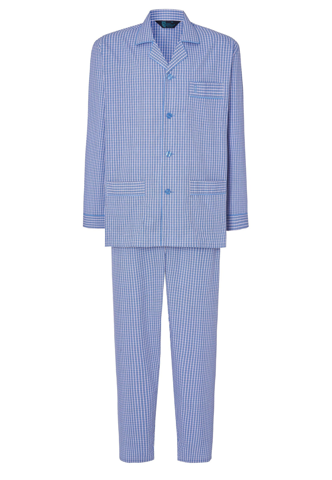 El Búho Nocturno Schlafanzug Herren Lang Baumwolle Pyjama Für Herren Klassisch Revers Knopfjacke Kar