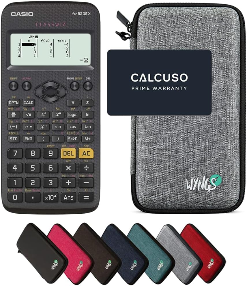 CALCUSO Sparpaket: Casio FX-82DE X technisch-wissenschaftlicher Taschenrechner + WYNGS Schutztasche