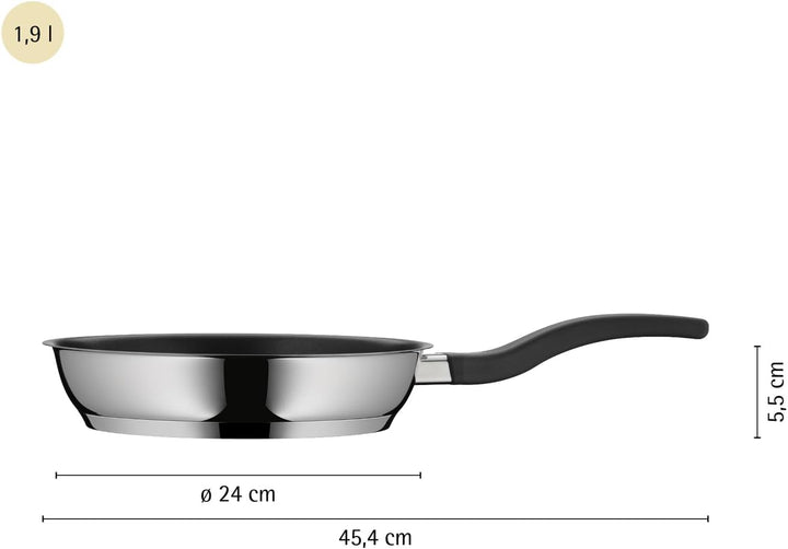 WMF Devil Bratpfanne 24 cm, Pfanne Induktion, Cromargan Edelstahl beschichtet, Kunststoffgriff