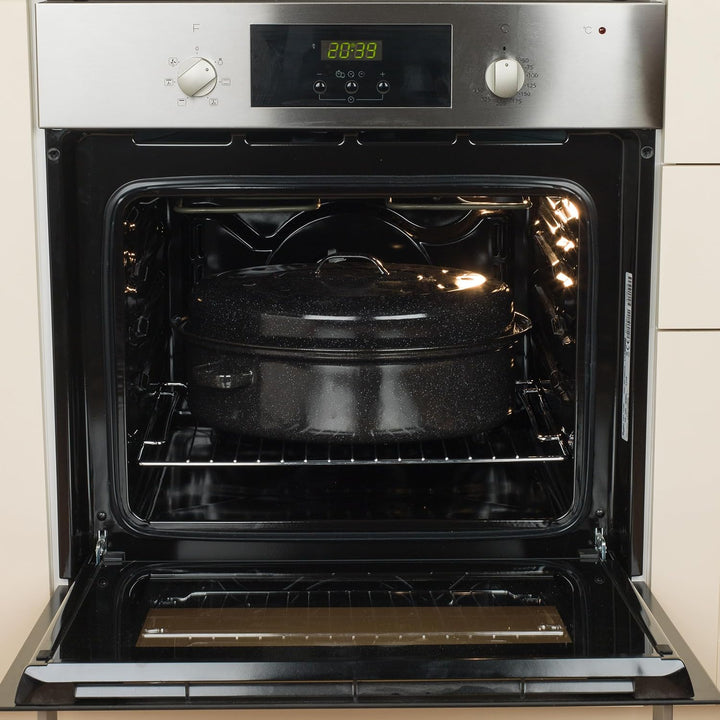 Russell Hobbs BW07215EU Ø 38 cm Glaskörper-Emaille tiefer Bräter/brattopf mit Deckel, spülmaschinenf