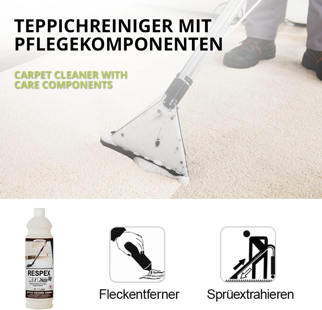 Lorito Respex Teppichreiniger, 12x 1 Liter Konzentrat, Textilreiniger für Dampfreiniger und Sprühext
