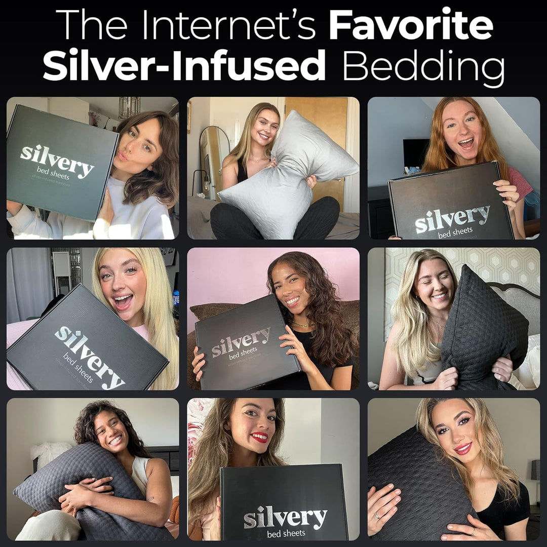 Silvery Silver Infused Bettwäsche-Set, preisgekrönter, selbstkühlender Stoff mit selbstreinigender S