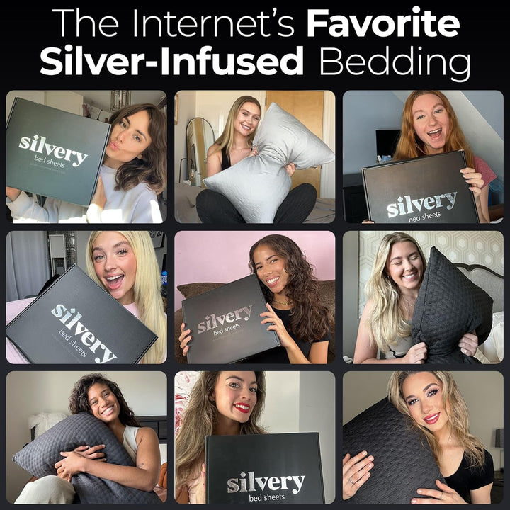 Silvery Silver Infused Bettwäsche-Set, preisgekrönter, selbstkühlender Stoff mit selbstreinigender S