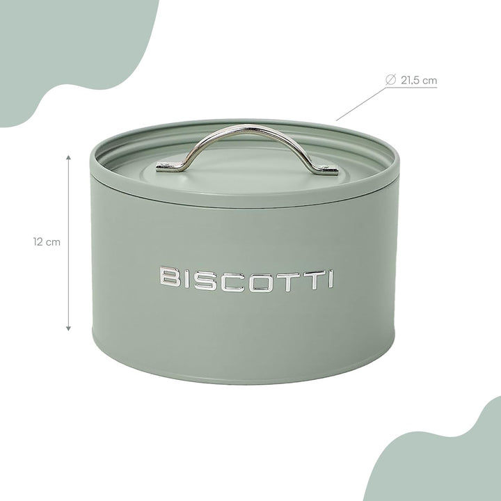 Baroni Home Keksdose aus Metall, modernes Design für Tisch und Küche, Linie Salvia, luftdichter Behä