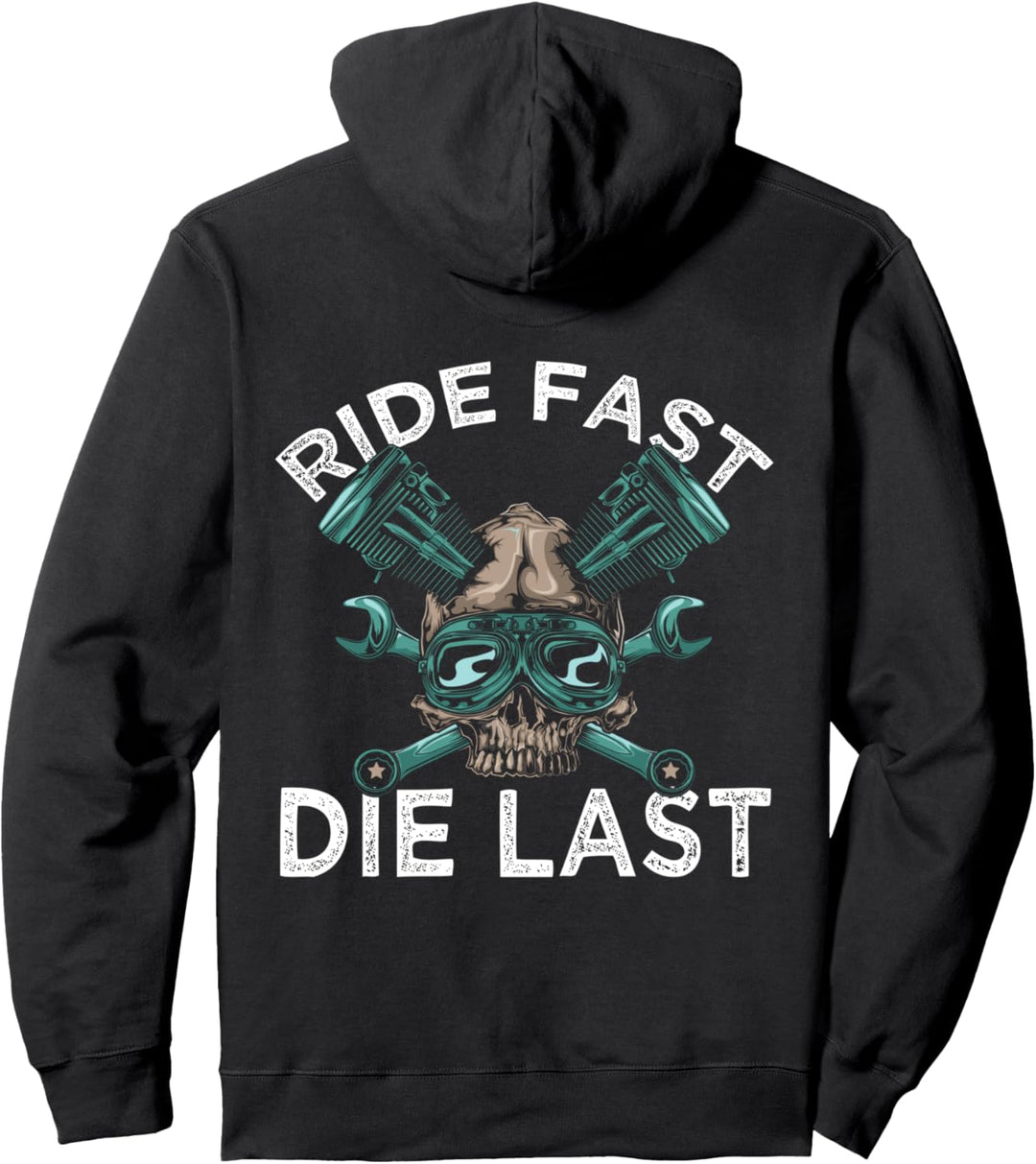 Backprint Ride fast die last Pullover Hoodie