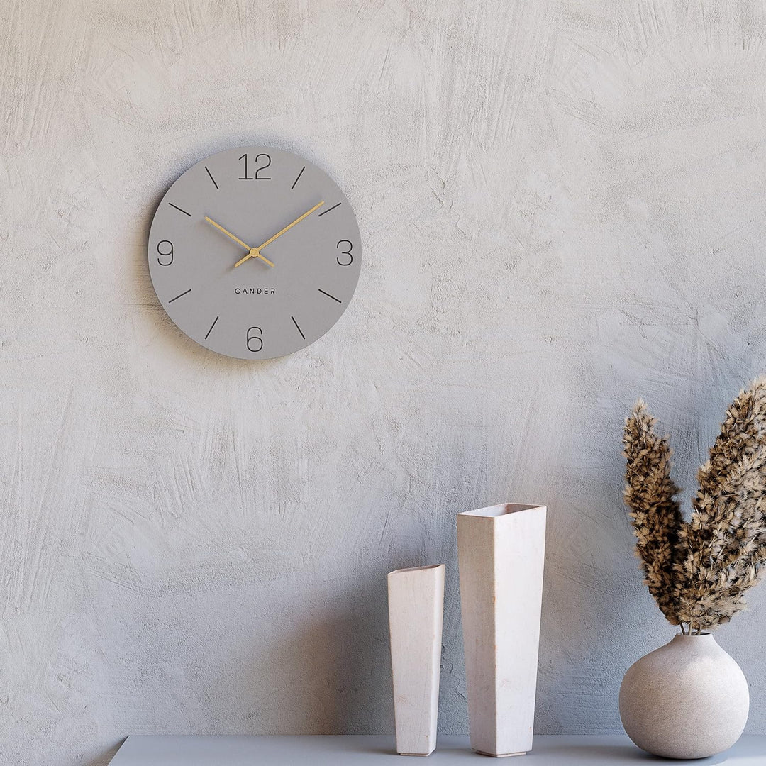 Cander Berlin MNU 2630 H Wanduhr MDF lautlos ohne Tickgeräusche 30 cm analog Wohnzimmer modern Vinta