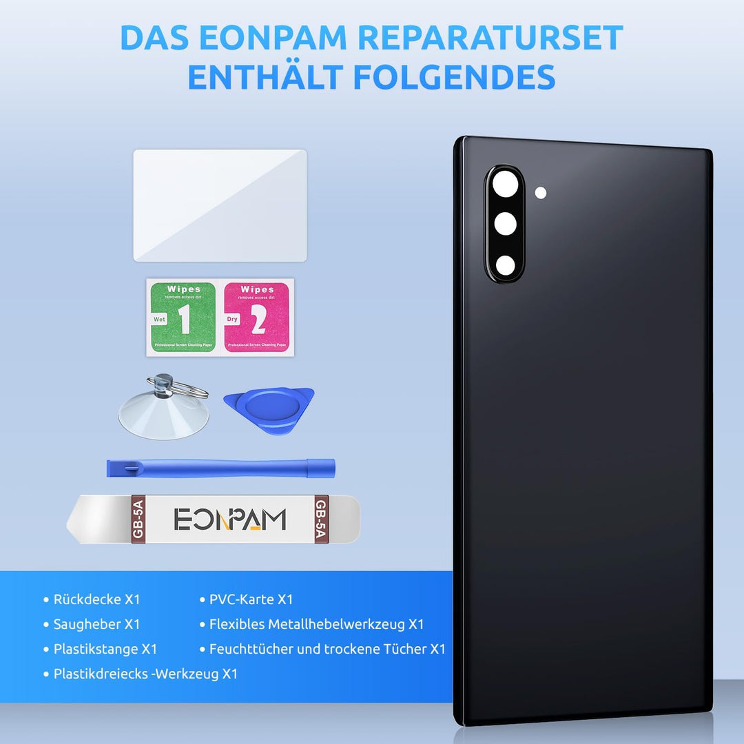 Eonpam Akkudeckel für Samsung Galaxy Note 10 N970 Rückseite Glas Original Backcover Back Glas Ersatz