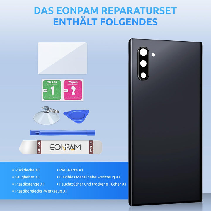 Eonpam Akkudeckel für Samsung Galaxy Note 10 N970 Rückseite Glas Original Backcover Back Glas Ersatz