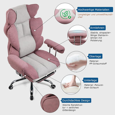 GTPLAYER Gaming Stuhl, Gamer Stuhl, Ergonomischer Bürostuhl mit Fussstütze, Stoffoberfläche, Federsi