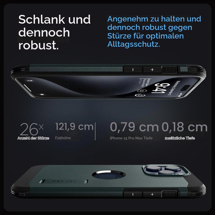 Spigen Hülle für iPhone 15 Pro Max Tough Armor MagFit Kompatibel mit MagSafe -Abyss Green, Abyss Gre