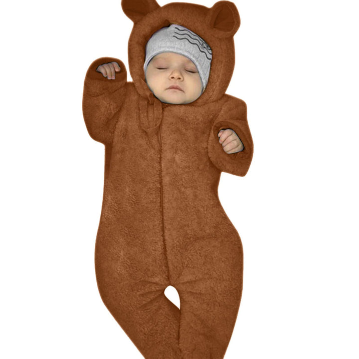 Ohrenfüssiger Säuglingsoverall mit Kapuze Mädchen Babymantel Strampler Jungen Fleece Jungen Strample