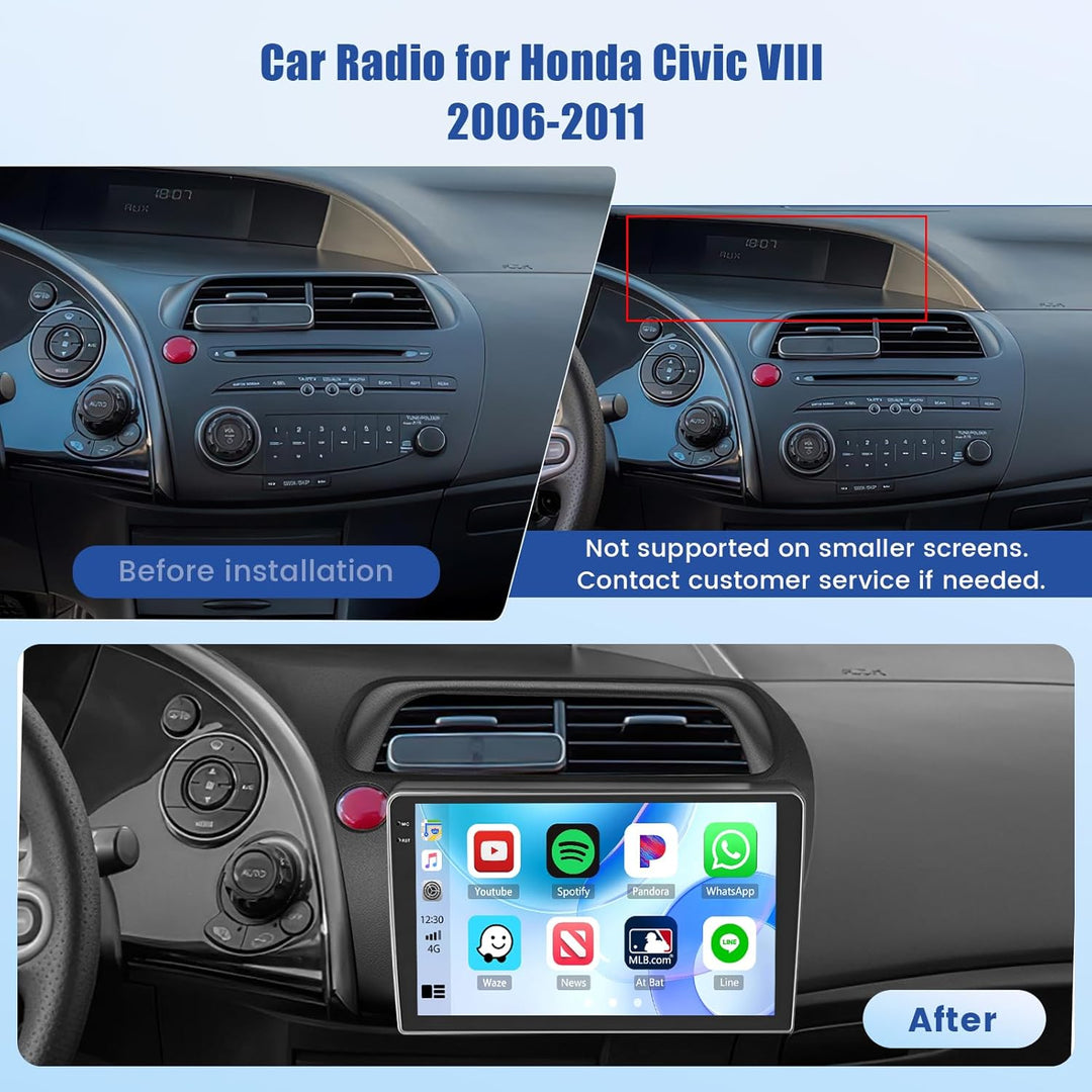 Inefala 4G+128G Android 15 Autoradio für Honda Civic VIII 2006-2011, Wireless Carplay & Android Auto