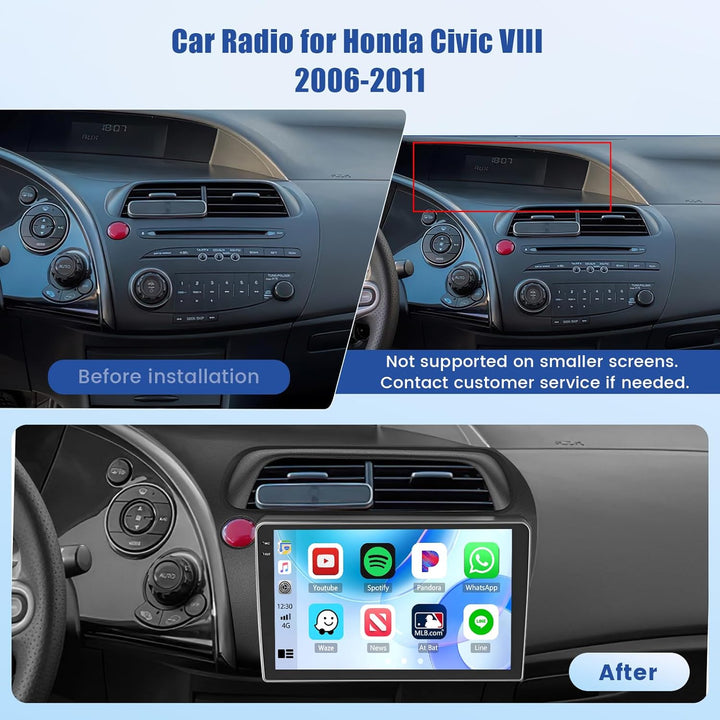 Inefala 4G+128G Android 15 Autoradio für Honda Civic VIII 2006-2011, Wireless Carplay & Android Auto