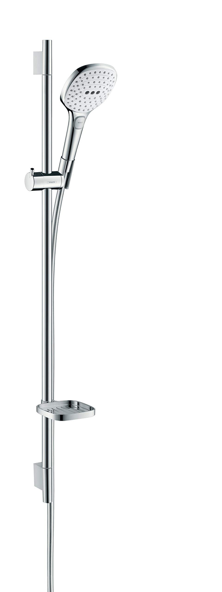 hansgrohe Raindance Select E 120 Duschset 0,90m, 3 Strahlarten, mit Seifenablage, Weiss/Chrom