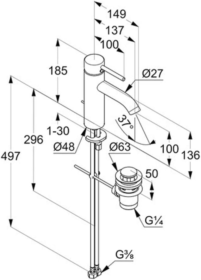 Kludi BOZZ 382800576 Waschtisch-Einhebelmischer