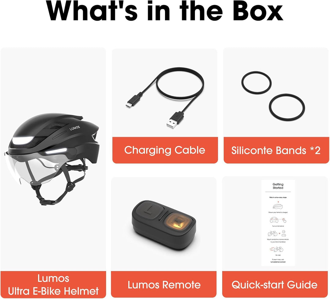 Lumos Ultra E-Bike Smart Helmet | NTA 8667 Certified | Front & Rear LED Lights | Retractable Face Sh