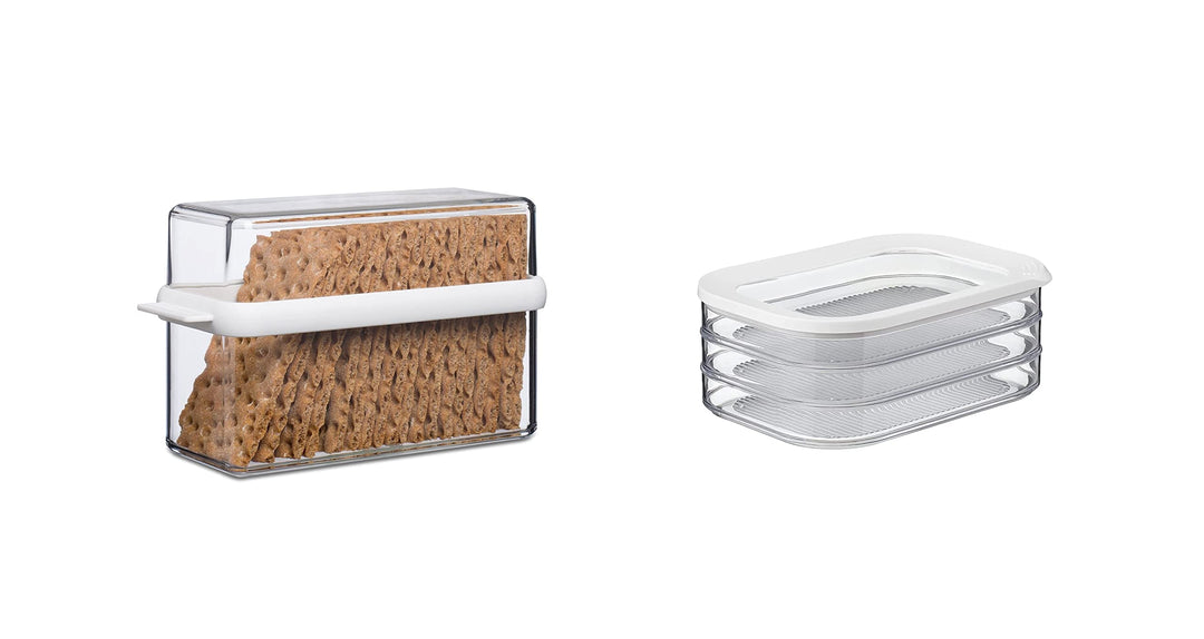 Mepal 2-tlg Vorratsdosen Frühstücks-Set Stora Weiss – Knäckebrotdose mit Kühlschrankdose – zur Aufbe