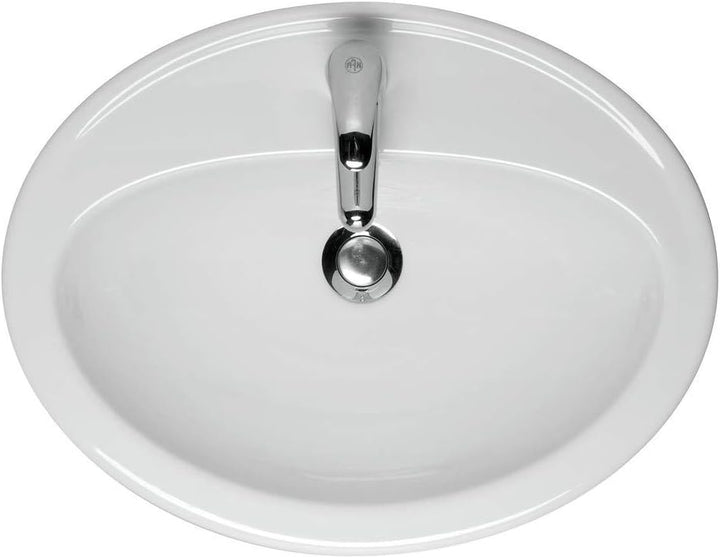 VBChome Waschbecken Oval 54cm x 41cm Weiss Waschtisch Einbauwaschbecken Waschplatz Bad Badezimmer Gä