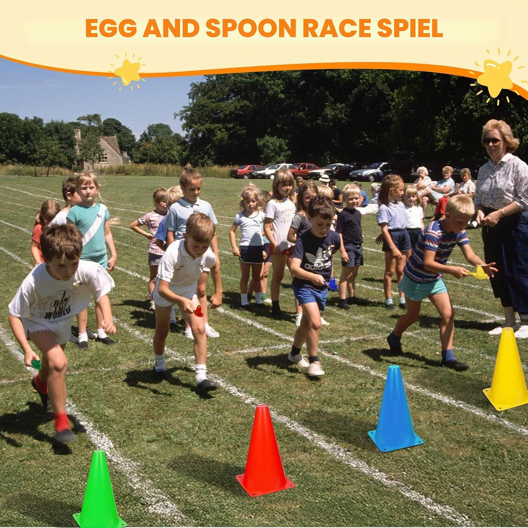 CWLAKON Outdoor-Karnevalsspiele, 53 Stück, Hopper-Bälle für Kinder, weiche Kunststoff-Kegel, Sitzsäc