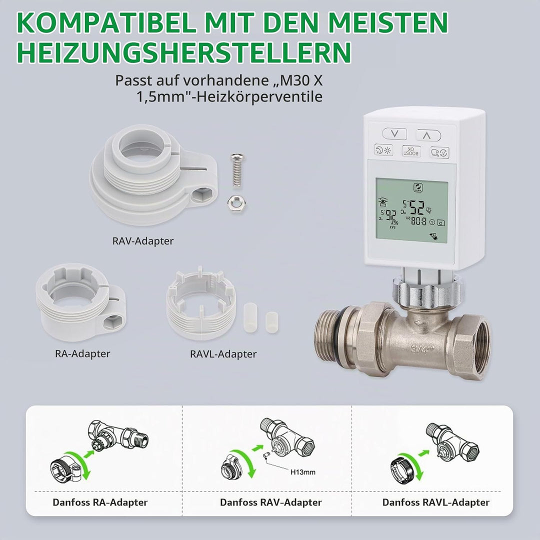 Wengart Smartes WiFi Heizkörperthermostat WG359, Energiesparendes Tuya TRV, App-Steuerung ohne Gatew