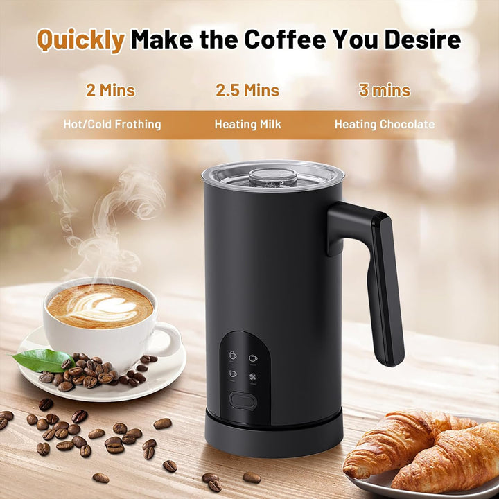 Milchaufschäumer Elektrisch 4-in-1, 580ml Milchwärmer Milchschaum Heiss/Kalt, Milchwärmer & Kakaomas